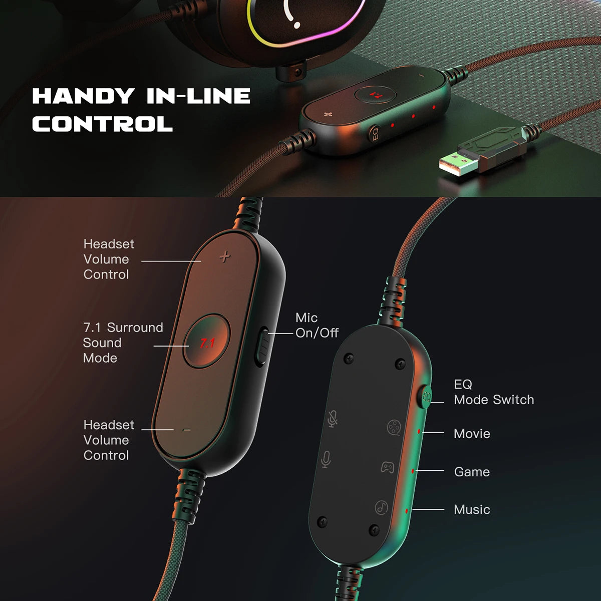 Fifine Dynamic Headset 7.1 Surround Sound
