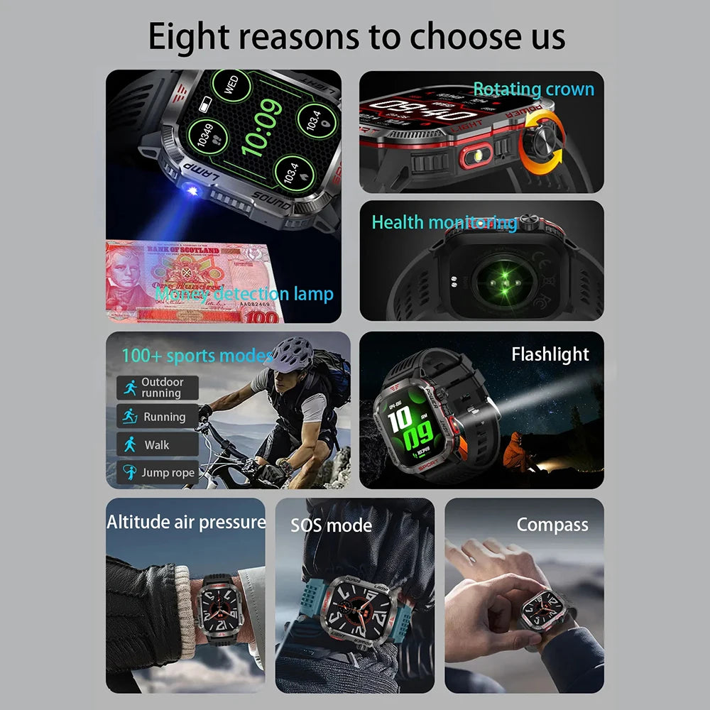 2025 Outdoor Smartwatch with Fitness Tracker & Bluetooth Calls